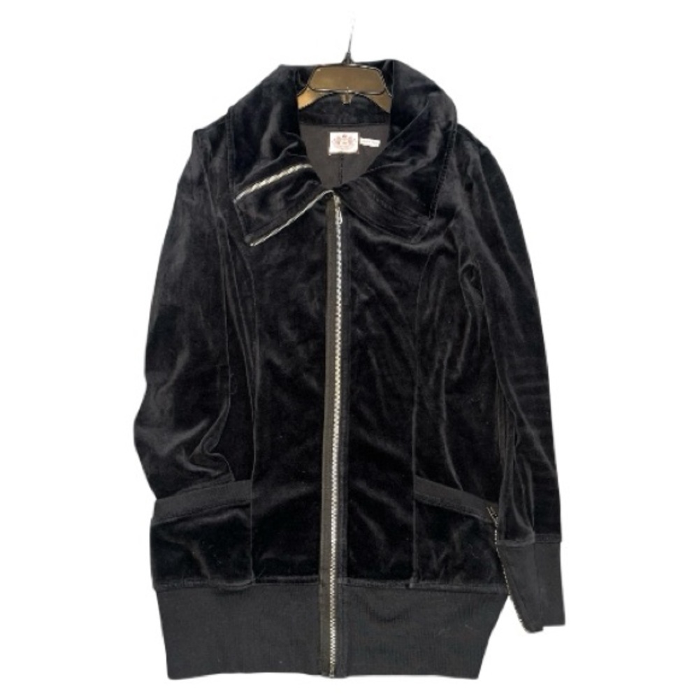 Juicy Couture Vintage Black Velour Long Jacket Size Large